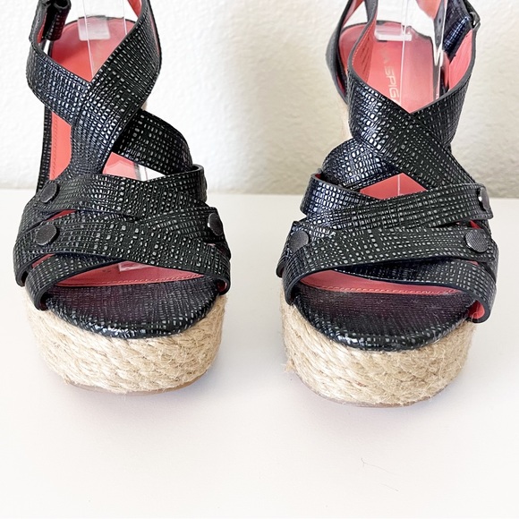 Via Spiga  Karla Black Espadrille Platform Wedges Size 8 - Picture 4 of 11